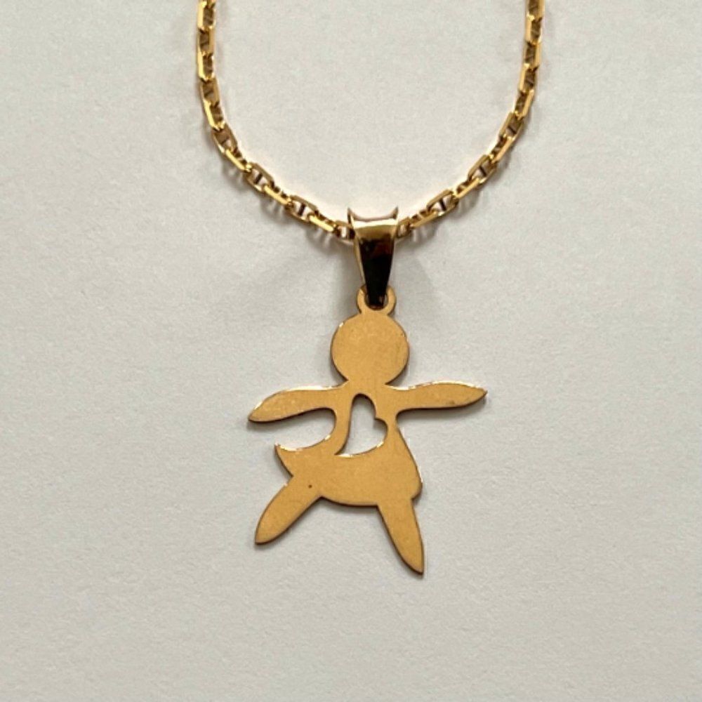 14k Solid Gold Little Girl Charm Pendant - Minimalist Jewelry Gift for Sister |